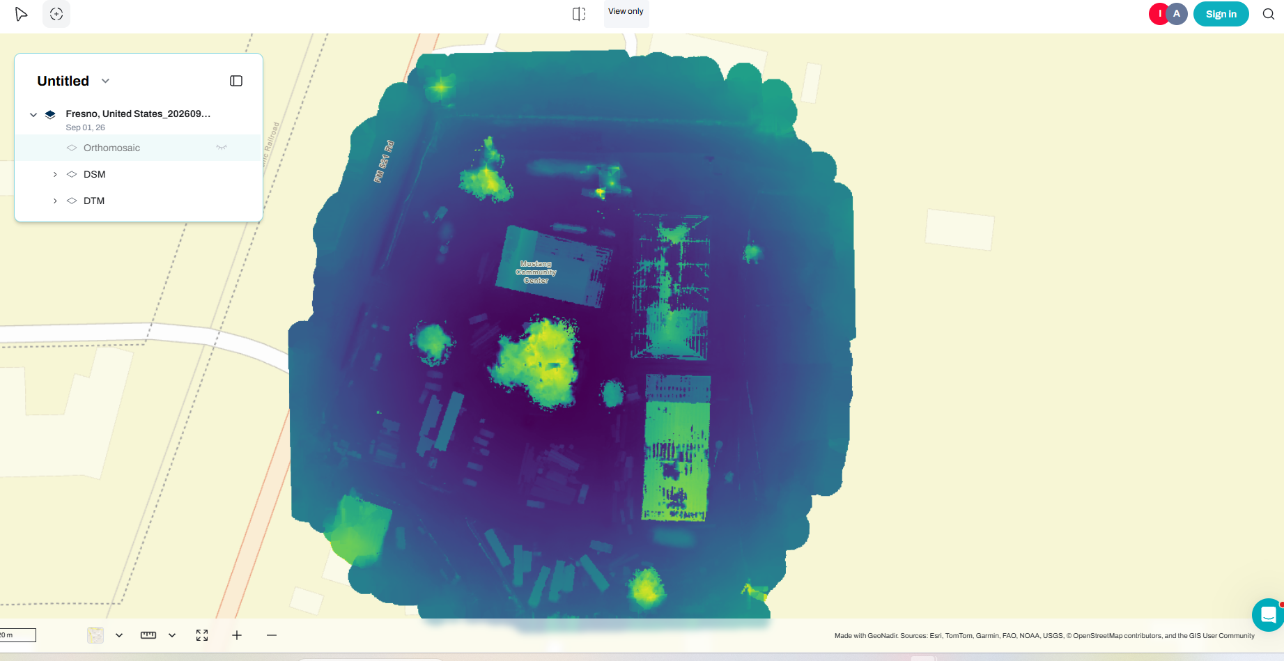 Digital surface model view of the construction project